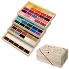 Kuretake GANSAI TAMBI Conjunto de Aquarela 100 Cores com Caixa de Madeira, Material de Arte Profissional para Pintura de Adultos, Não Tóxico, Fabricado no Japão