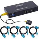 KVM Vga de 4 portas, comutador USB VGA KVM para 3 computadores