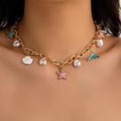L02133-Colar Feminino Choker Estrela Concha Festa Praia Sofisticada Presente