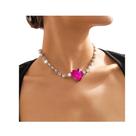 L0303-Colar Bijuteria Festa Luxo Gargantilha Coração Strass M0226