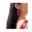 L0395-Brinco Feminino Strass Zirconia Grande Corrente Rosa Pink Festa Noiva Formatura Namorada Debutante Brilhante