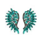 L1913-Brinco Feminino Strass Zirconia Leque Verde Colorido Rosa Luxo Festa Natal Formatura Namorada Debutante Brilhante