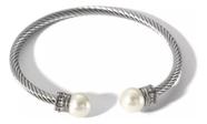 L2403-Pulseira Aço Inoxidável Luxo Pérola Pedraria Charme 4o03159