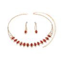 L2902-Conjunto Feminino Colar e Brinco Vermelho Zirconia Sarss Festa Formatura Madrinha Noiva Minimalista Presente