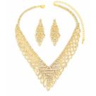 L2911-Conjunto Feminino Colar e Brinco Dourado Strass Zirconia Festa Casamento Noiva Réveillon Formatura Brilhante