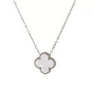 L3003-Colar Feminina Choker Aço Inoxidável Trevo Virgínia Madrepérola Antialergico Preto Branco Festa Presente Delicado
