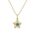 L3006-Colar Feminina Choker Verde Esmeralda Zirconia Festa Presente Delicado Estrela Brilhante Refinada