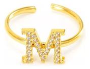 L3110 Anel Bijuteria Festa Luxo Letra S Manguito Strass 23s47