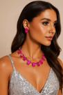 L32-L1926-Conjunto Feminino Colar e Brinco Zirconia Grande Rosa Pink Debutante Festa Formatura Madrinha Presente Luxo L32-L1926-Conjunto Feminino Colar e Brinco Zirconia Grande Rosa Pink Debutante Festa Formatura Madrinha Presente Luxo