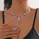 L3202-Colar Bijuteria Festa Luxo Brinco Pedraria Conjunto J426