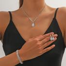 L3207-Conjunto Feminino Colar Brinco Pulseira Gota Zirconia Festa Casamento Noiva Casal Brilhante Elegante Minimalista
