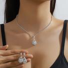 L3247-Conjunto Feminino Colar e Brinco Gota Zirconia Brilhante Minimalista Festa Casamento Noiva Casal Elegante