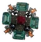 L5707-Broche Feminino vintage Personalizado Para Roupa Vestido Terno Festa Presente Coleção Verde Flor Quadrado Strass