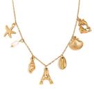 L6924-Colar Feminino Aço cirúrgico Ouro 18k Estrela Estrela Concha Letra Pingente Festa Sofisticada Presente