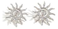 L6929-Brinco Aço Cirúrgico 18 K Luxo Sol Textura Caracol 4d14241