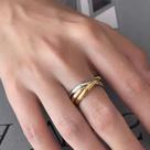 L7602- Anel Aço Cirúrgico Prata e Dourado e Rose Gold Triplo Festa Feminino
