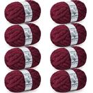 Lã Chunky Cozyful 10 Chenille Jumbo 8 novelos cor bordô