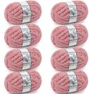 Lã Chunky Cozyful 10 Jumbo Chenille 8 novelos Rosa Empoeirado