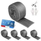 Lã de aço KACNON 0000 Mice Control, pacote com 5 unidades de 1 m x 4 m com luvas