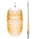 Lã de cordeiro telescópica Feather Duster Feel FunFeather com poste de 87,8 polegadas