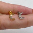 Labret de aço cirúrgico com zircônias - modelo lua