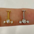 Labret de Aço Invertido com Strass Cristal - 1,2mm - Dourado Labret de Aço Invertido com Strass Cristal - 1,2mm - Dourado