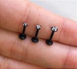 Labret de Titânio PVD Preto com Zircônia Cravada - Calibre 1,2mm