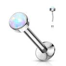 Labret em aço cirúrgico com opala sintética e fechamento push pin