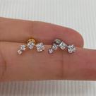 Labret titânio cascata quadrados com zircônias cristal