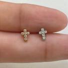 LABRET TITÂNIO CRUZ COM ZIRCÔNIAS CRISTAL - 1,2mm LABRET TITÂNIO CRUZ COM ZIRCÔNIAS CRISTAL - 1,2mm