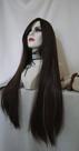 Lacewig, peruca, castanho, franja, luzes discretas, premium, lisa, 75cm
