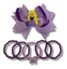 Laço Cabelo Com 5 Pulseiras Infantil Princesa Rapunzel Festa -
