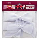 Laço de Cetim Simples Branco G com Cinta Horizontal - Progresso Laço de Cetim Simples Branco G com Cinta Horizontal - Progresso
