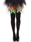 Laço de cetim Thigh Highs Leg Avenue com detalhes em preto/verde neon