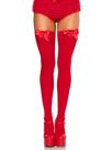 Laço de cetim Thigh Highs Leg Avenue para mulheres, vermelho