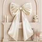 Laço de decoração Froova Giant Cream White Satin 40x24in