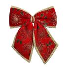 Laço de Natal Vermelho e Dourado em Textura Exclusiva Decore com Estilo!