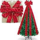 Laço Decorativo Vermelho Enfeite Ponteira árvore Natal 140cm Laço Decorativo Vermelho Enfeite Ponteira árvore Natal 140cm