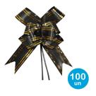 Laço fácil p/ presente 47cm - preto c/ dourado 100un