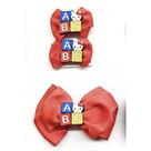 Laço Grande e Par de Laço de Cabelo Hello Kitty ABC Presilha Infantil Colorida Bico de Pato Acessóri