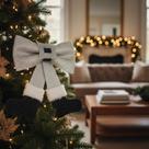 Laço Prata Botas De Papai Noel Enfeite Natalino Laço Prata Botas De Papai Noel Enfeite Natalino