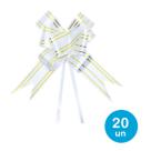 Laço pronto p/ presentes 20cm - Branco c/ dourado 20un