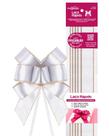 Laço Rápido de Cetim com Ourela Dourada 22mm - 5 Unidades - LRD005 - Cor 201 Branco Laço Rápido de Cetim com Ourela Dourada 22mm - 5 Unidades - LRD005 - Cor 201 Branco