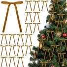 Laços de árvore de Natal de veludo Glitinsel, 24 peças, 13 x 18 cm, cáqui
