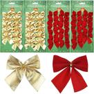 Laços de árvore de Natal Shappy, fita vermelha e dourada, 5x5cm, 48 unidades