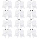 Laços de cabelo Cheer DEEKA brancos de 8 polegadas para meninas adolescentes (12 unidades)