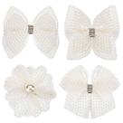 Laços de cabelo Chuangdi White Strass com clipes de jacaré x4