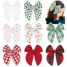 Laços de cabelo DEEKA, 8 peças de algodão com tema de Natal, 13 cm