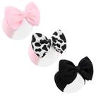 Laços de cabelo Lanmerry Moo Cow Print de 15 cm para meninas em preto e rosa