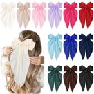 Laços de cabelo TEBIEKOY para mulheres, cetim grande e sedoso com caudas longas x12
